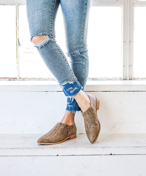 Ashley  | Braided-Front Ankle Bootie <br> Ships September 28, 2017