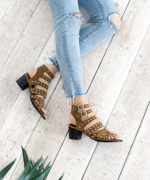 Kazi | Metal Studded Strappy Sandal Heel