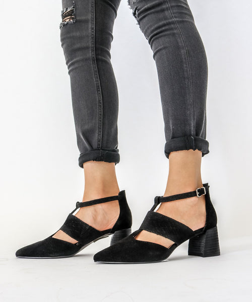Paige | Pointed Toe T Bar Heel - Mi.iM Shoes