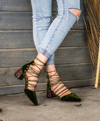 Palm Velvet Glitter Heel <br> Ships June 20, 2017 - Mi.iM