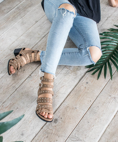 Kazi | Metal Studded Strappy Sandal Heel