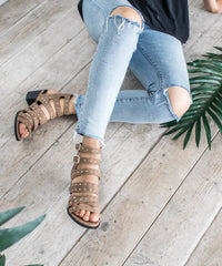 Kazi | Metal Studded Strappy Sandal Heel